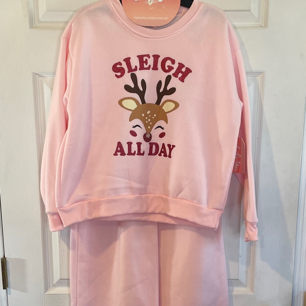 Lucky You Size XL (14-16) Fleece Pullover and Pant Set NWT